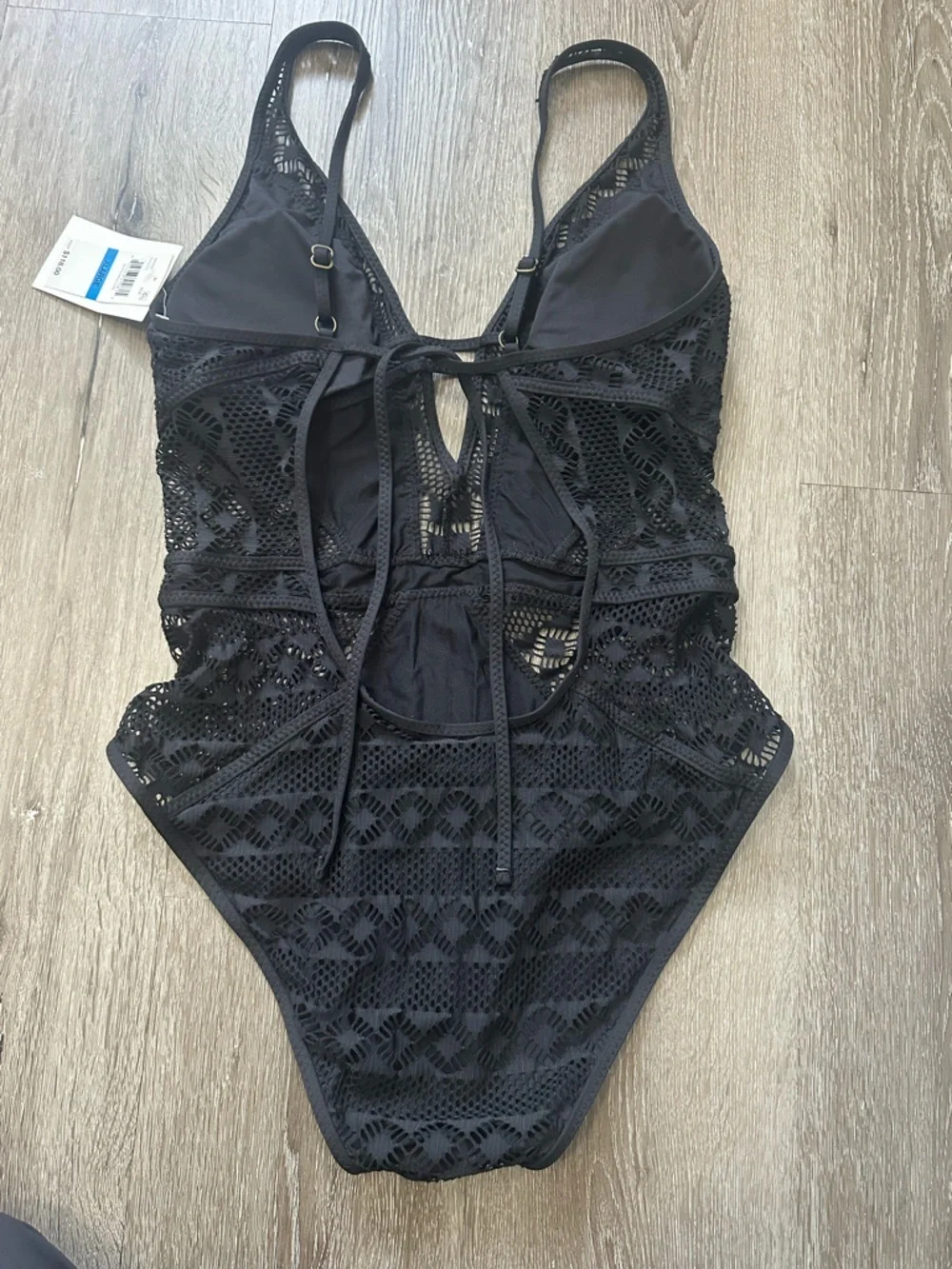 NWT Color Play One-Piece Swimsuit by Rebecca Virtue black Large Plunging V-Neck